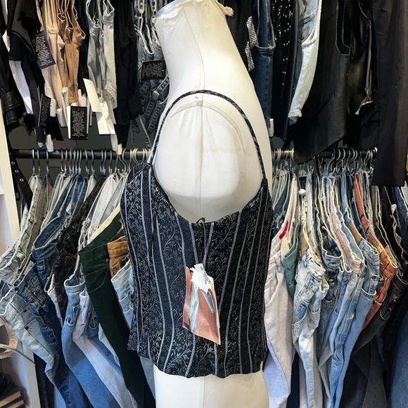 Vintage 90s Jessica McClintock Jacquard boned bustier - Picture 3 of 3